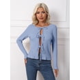 thumbnail image 4 of Women's Tie Front Knitted Cardigan Sweaters Long Sleeve Fall Winter Jacket Coats Slim Fit Knitwear Tops, 4 of 8