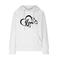 thumbnail image 4 of Hoodies for Women Graphic Heart Print Cute Long Sleeve Waffle Drawstring Pullover Spring Fall Sweatshirts with Pockets(White,M), 4 of 5