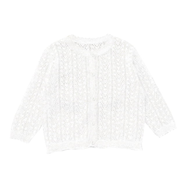 FAOWME Veste pour Filles Tout-Petits Été Automne Veste à Col pour Enfants Blanc 3-4 Ans