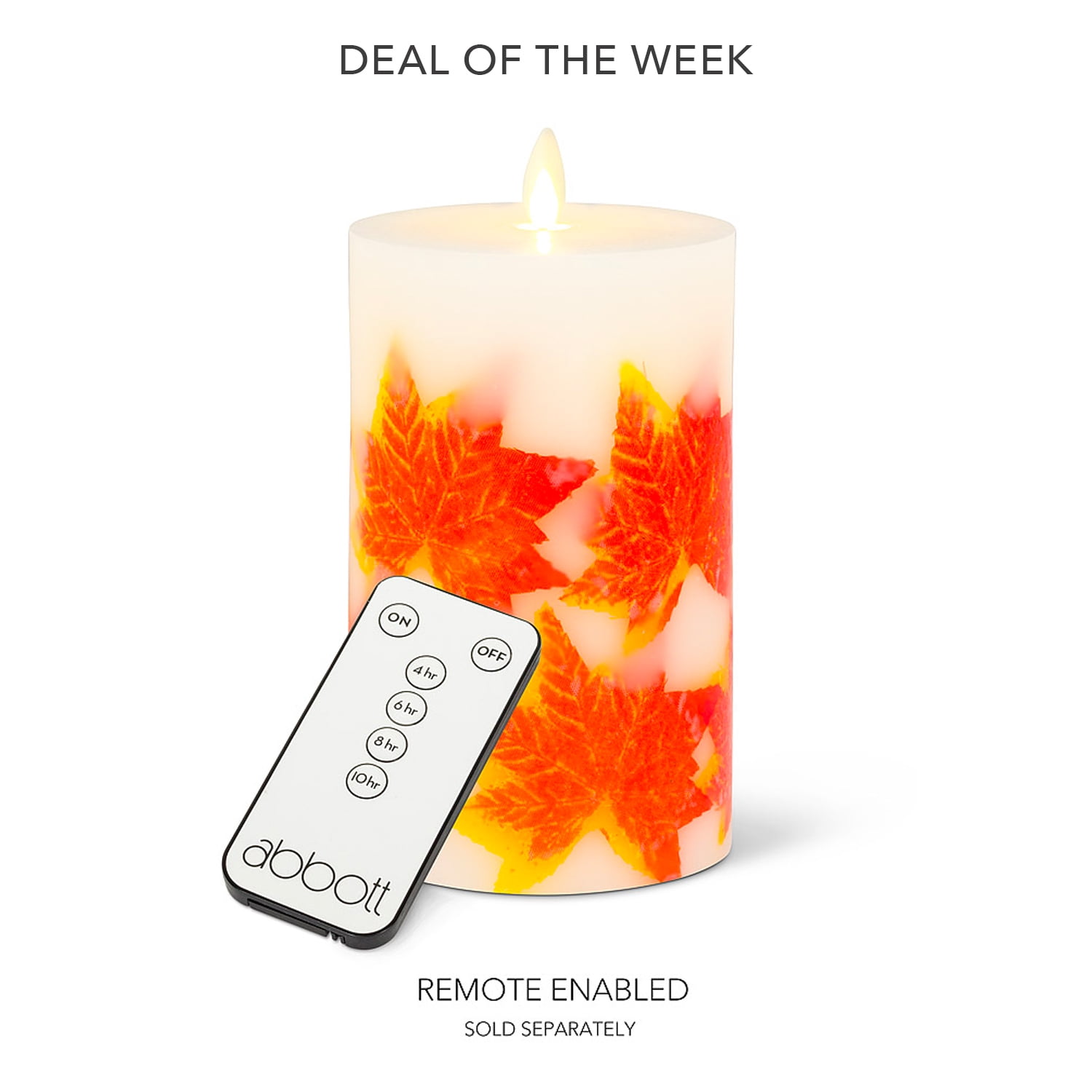 Set of 12 Reallite Medium Maple Leaf Candle