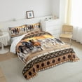 thumbnail image 2 of jejeloiu Vintage Aztec Geometric Queen Comforter SetFarm Aniaml Horse Bedding Sets,Brown White Bedding Comforter Set,Breathable Room Decor Reversible,3-Piece, 2 of 7