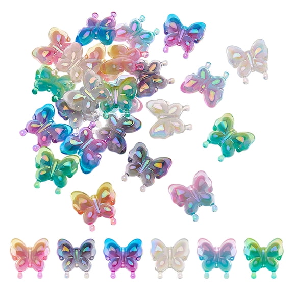 24 Pcs 6 Styles Focal Beads Pens Acrylic Butterfly Beads Cute Insect Loose Beads Coloful Pen Accessories Beads