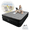 Grey, variant on Queen 18" Top Flocking Air Mattress with Built-in Pump Raised Comfort,Fast Inflation/Deflation Foldable Portable Air Bed with Storage Bag for Home,Camping,Guests Grey