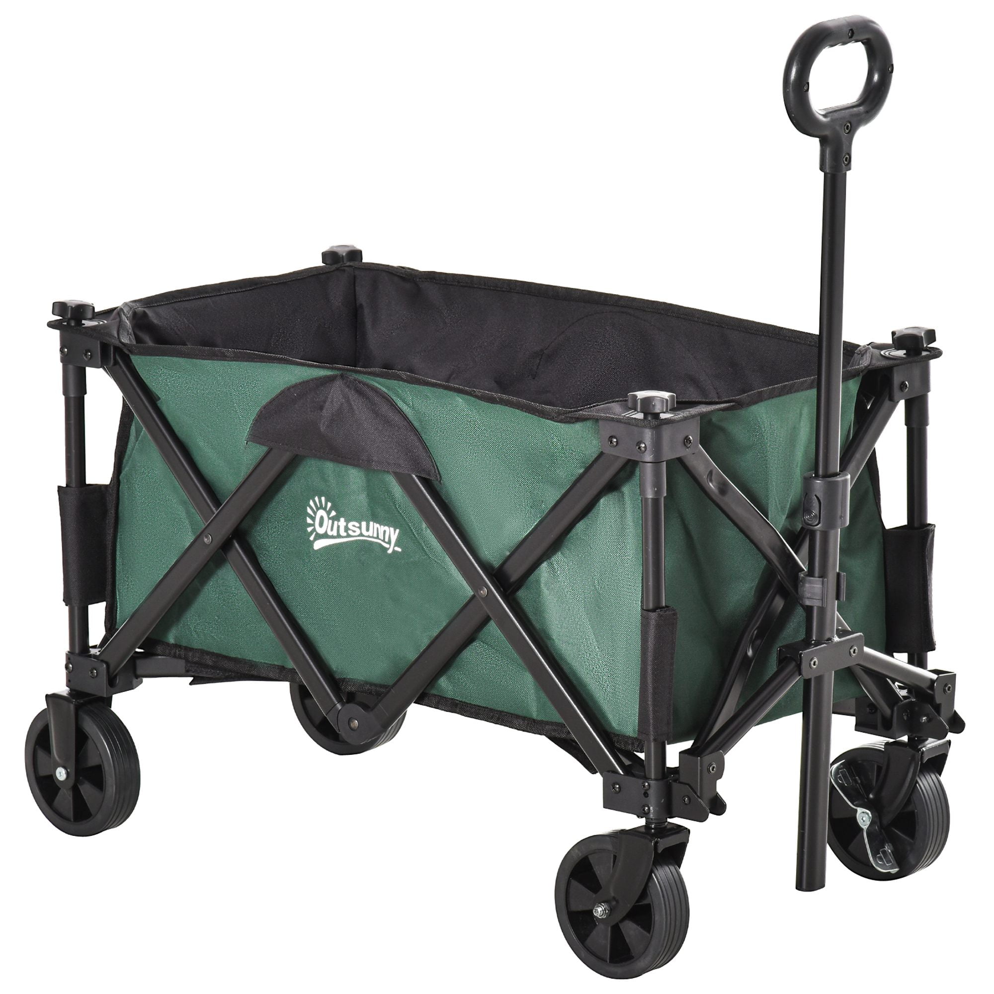 Outsunny Folding Wagon Garten Cart, Collapsible Camping Trolley w