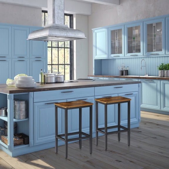 WSSYzyzf Set of 4 26-Inch Kitchen Breakfast Bar Stools, Industrial Bar Stools for Easy Assembly