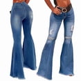 thumbnail image 2 of Jeans for Women Bootcut Ripped High Waisted Flare Jeans Distressed Ladies Casual Pants Trousers Medium Blue M, 2 of 6
