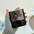 thumbnail image 3 of For Samsung Galaxy Z Flip3 5G Glossy Glass Lovely Bear Shockproof Fold Back Case, 3 of 8