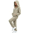 thumbnail image 3 of Womens Textured Tracksuit Sets 2 Piece Sweatsuits Long Sleeve Zip Up Sweatshirt Hoodies and Sweatpants Jogger Pants Trendy Fall Outfits, 3 of 6