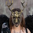 thumbnail image 3 of GOOHOCHY Máscara de cuernos de asta, máscara de cosplay, máscara de animal, máscara de animal realista para cosplay, mascarada, máscara de disfraz cómoda, máscara decorativa, máscara de utilería, 3 of 7