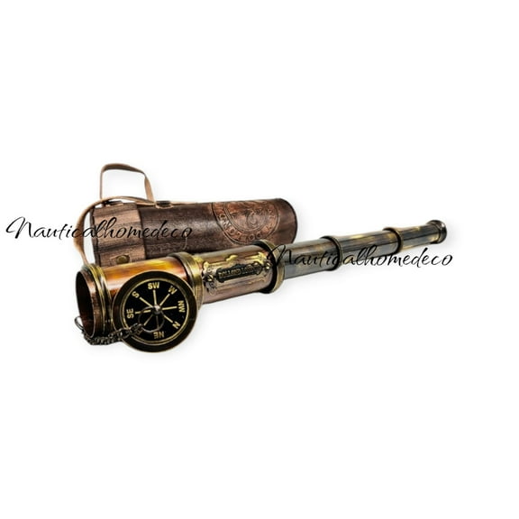 Brass Telescope Pirate Spyglass - Personalized Dollond London Telescope with Leather Case Gift for Kids & Adults - Marine Nautical Gift