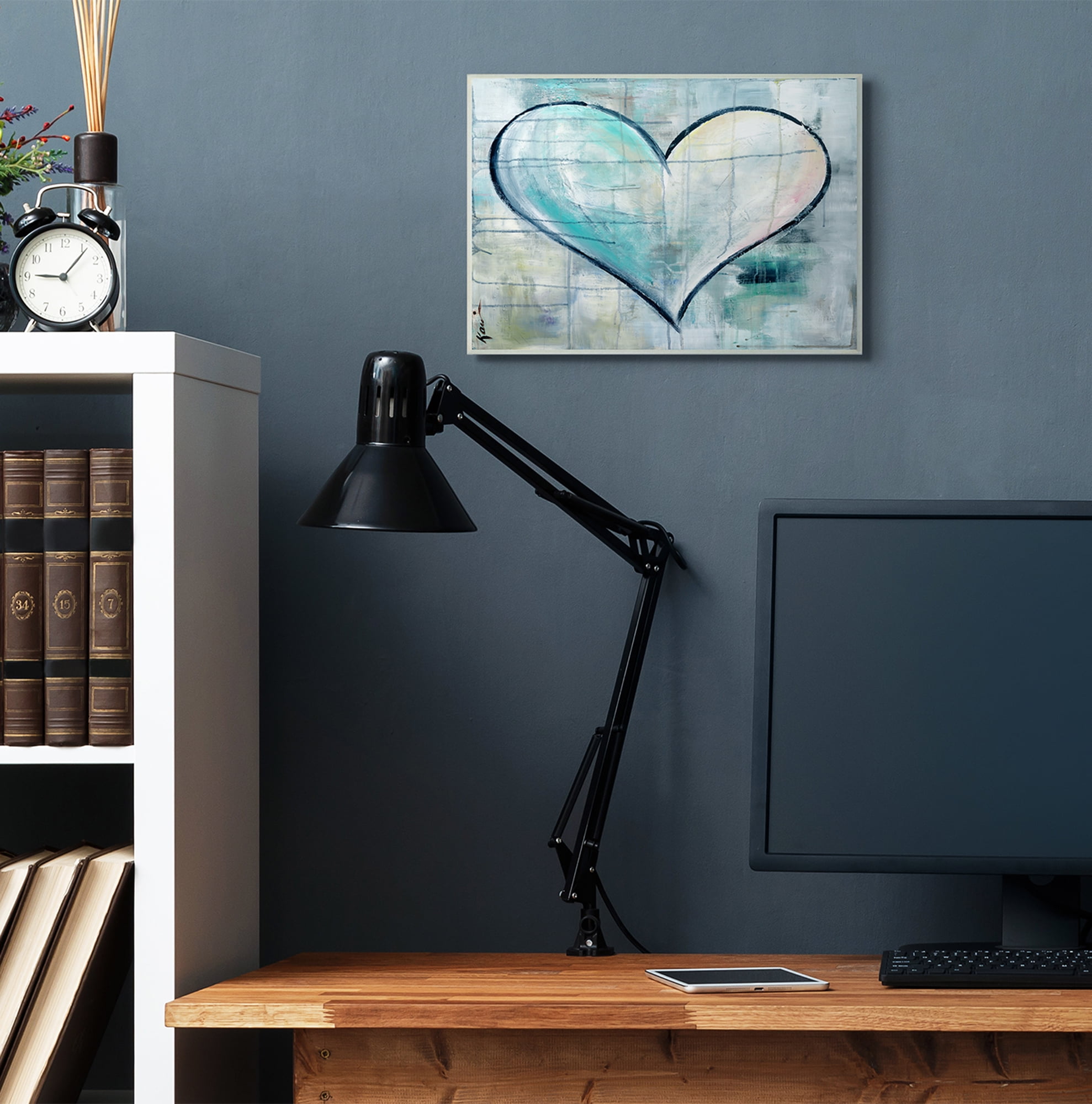 Stupell Industries Graffiti Texture Heart Blue White Painting Wall Plaque by Kami Lerner