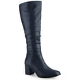 thumbnail image 1 of BLISSFUL STEP Women's Knee High Boots Square Toe Slouch Chunky Heel Navy Blue 5.5, 1 of 6
