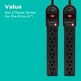 thumbnail image 3 of KMC Surge Protector Power Strip, 6-Outlet, 2-Pack, 4 ft Extension Cord, 900 Joules, Black, 3 of 9