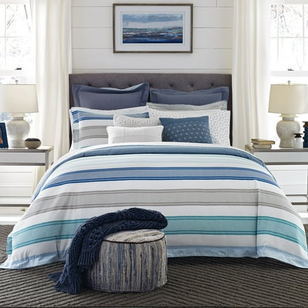 Tommy Hilfiger Westbourne White And Blue Stripe 3 Piece Comforter