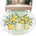 thumbnail image 2 of Summer Fruit Round Living Room Rugs 5 ft, Watercolor Lemon Flowers Green Eucalyptus Leaf Washable Area Rug with Non-Slip Sturdy Edge Binding Round Carpet for Entryway Kitchen Bedroom Bathroom, 2 of 9