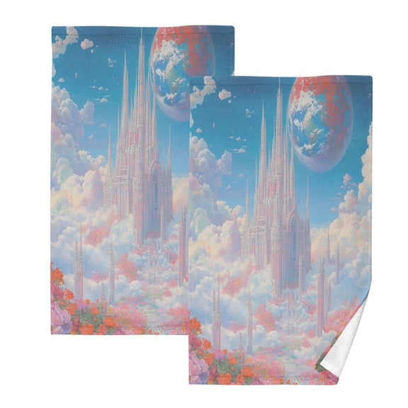 BZSMCE Face Towel Hand Towel Bath Towel Cotton Bath Towel Sets Hand Bath Towels Fashion Fantasy Castle Pattern