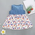 thumbnail image 4 of Patriotic Short Dress for Toddler Girls Star Print Denim Sleeveless Ruffle 4th of July Dresses Baby Summer Pleated Skirts, 4 of 8