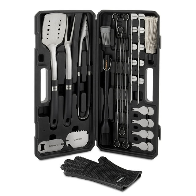 Cuisinart CGS-8036 Ensemble d'Outils de Gril BBQ en Acier Inoxydable pour Cour Arrière de 36 Pcs avec Étui