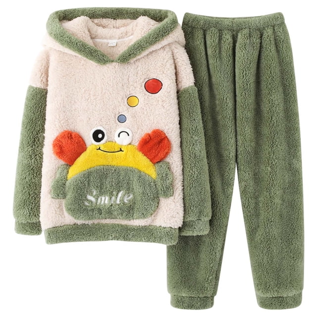 Ensemble de Pyjamas à Manches Longues en Peluche Allongée pour Femmes, Décontracté et Chaud pour l'Hiver