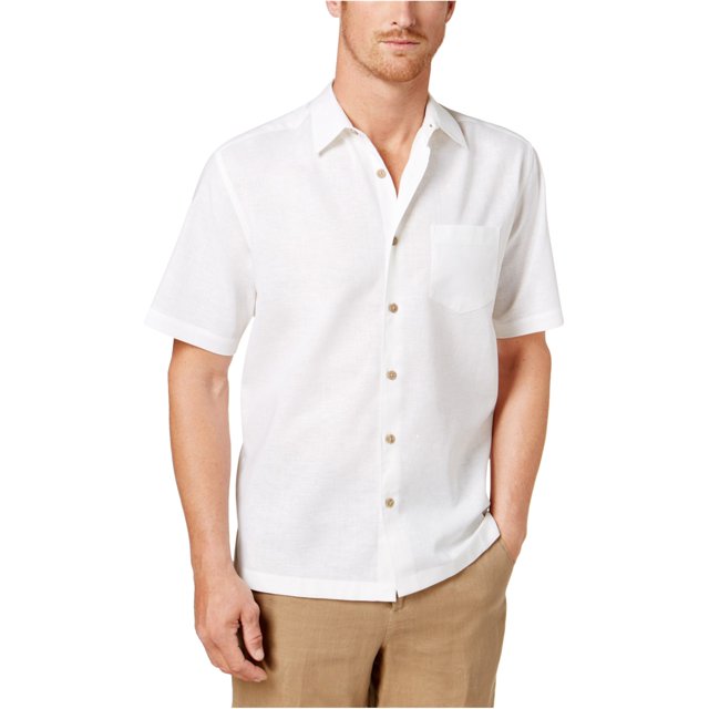 CubAvera - Camisa básica con botones y bolsillo para hombre, color blanco, grande CubAvera Botones al frente