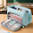 thumbnail image 5 of Large Capacity Pencil Case Big Pencil Pouch Pen Bag With Zipper Cute Pencil Pouches Sky Blue, 5 of 7