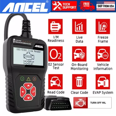 ANCEL AS100 OBD2 Scanner Engine Code Reader Car Diagnostic Tool Free Update Automotive Detectctor Check Engine Light Turn off Analyzer Auto Code Reader ODB 2 Car Diagnostic Tool
