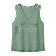thumbnail image 2 of Ladies' Casual Summer Cotton Linen V Neck Vest Sleeveless Loose Fashion Tops Lightweight Breathable Daily Wear Outfit by Yigetop Green XL, 2 of 4