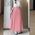 thumbnail image 3 of Women's Culottes Skirt Pants Textured Elastic High Waist A Line Flowy Maxi Skorts with Pockets Lightweight Casual Beach Wide Leg Trousers Pink, 3 of 5
