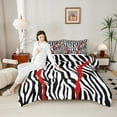 thumbnail image 4 of Castle Fairy Zebra Print 3-Piece Full Size Comforter Sets,Geometric Stripes Bedding Comforter Set,Abstract Lines Lightweight Bedding Sets,Breathable Wildlife Home Decor, 4 of 8