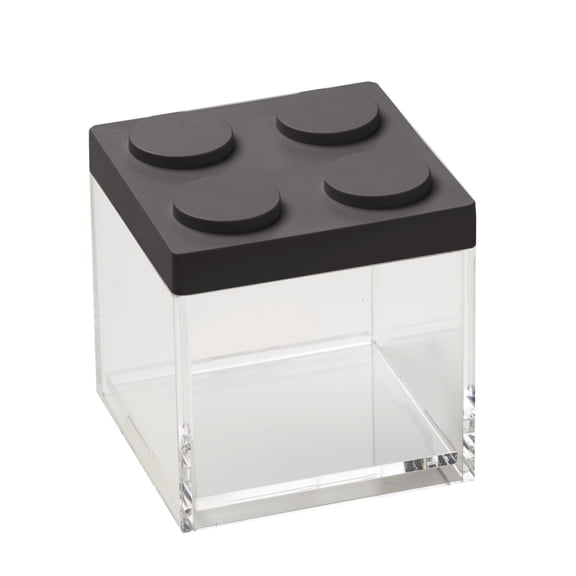 Omada Acrylic Brick Storage Container: Durable Brick-Like Storage Canisters ? Thick Acrylic Jar for Food Craft Supplies Cosmetics ? Airtight and BPA Free ? Black Lid ? Made in Italy ? 16.9 Oz (0.5 L)