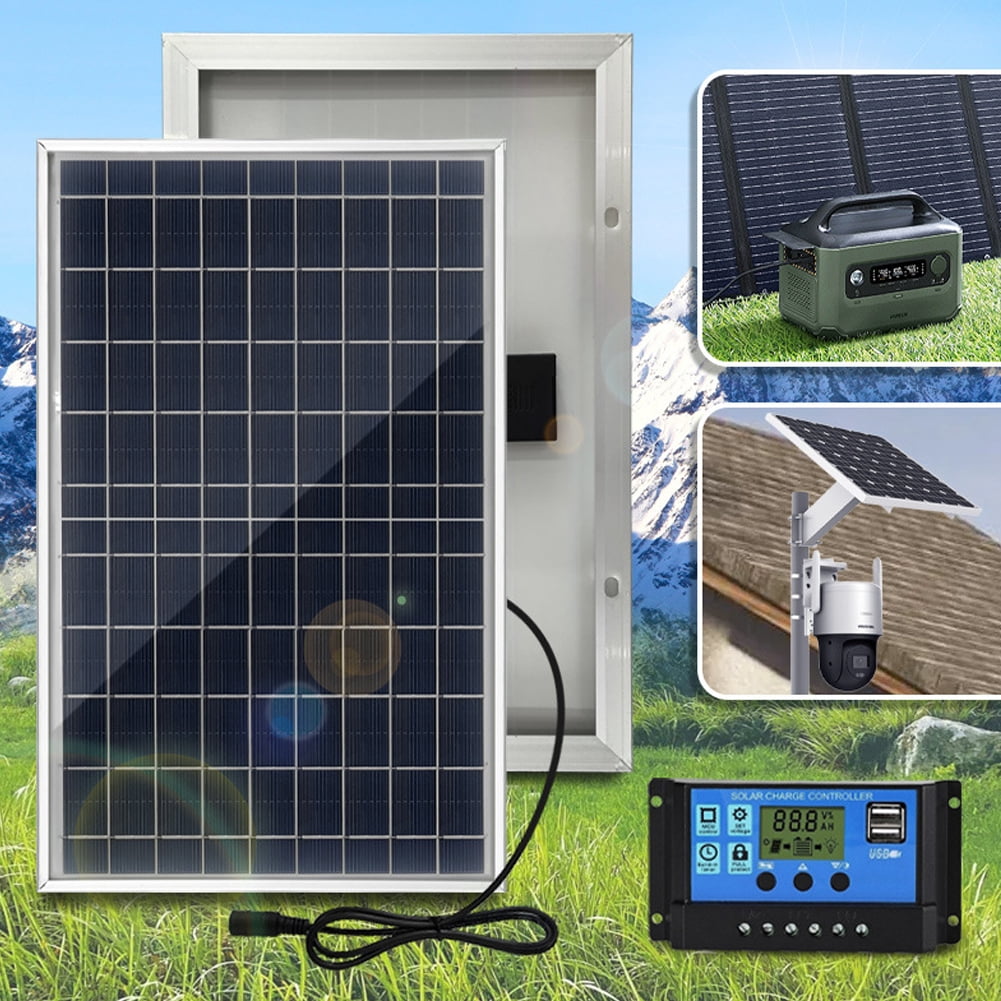 Set 10W Polysilicon Solar Panel Set Solar Panel And Solar Recharge Controller Kit For Camping Traveling Car Mobile Phone Outdoor Emergency Power Accessory