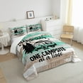 thumbnail image 4 of Happy Camping Bedding ,Camper Comforter Set for Travel Trailers,RV Camping Car Down Comforter Twin,Retro Teal Ombre Art Rustic Farmhouse Style Quilt Camper Accessories for Inside Khaki, 4 of 5