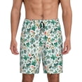 thumbnail image 1 of Balery Floral In Teal Pantalones cortos de pijama de punto de algodón para hombre con cinturilla y bolsillos-Medium, 1 of 6
