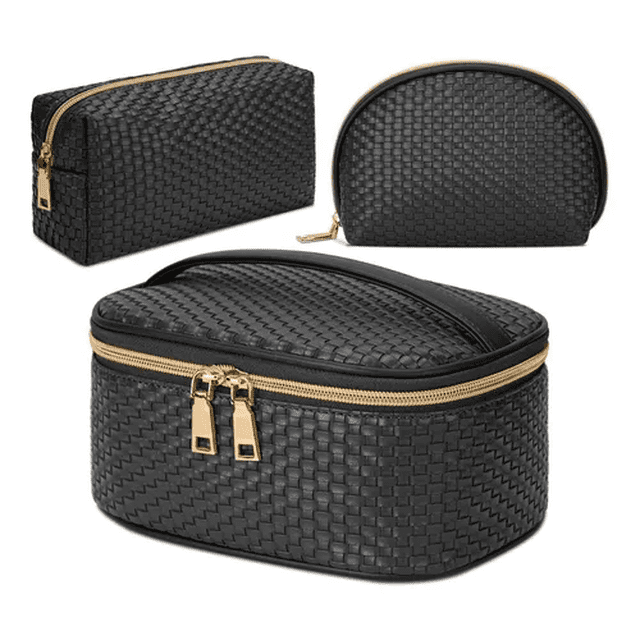 Estuches De Maquillaje Bolsa Cosmetiquera 3 Piezas Negro Malubero Malu2196