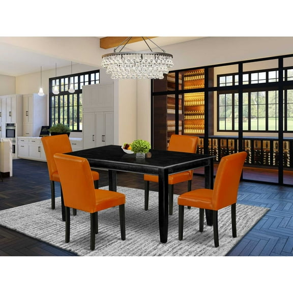 East West Furniture Dining Room Set Black, DUAB5-BLK-61