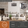 thumbnail image 2 of Bremerton 5 Light Black and Wood Cage Drum Chandelier, 2 of 11