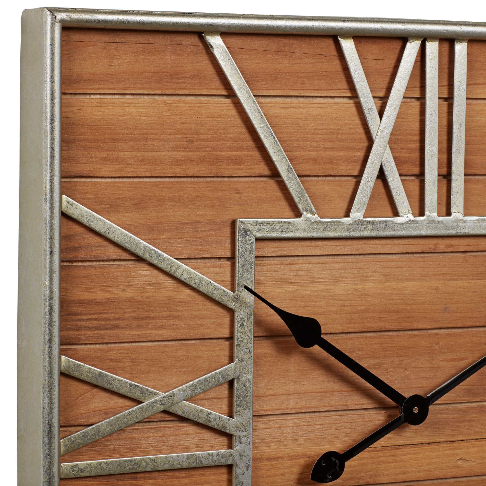 Dahlia Studios Caser Silver Metal and Brown Wood 23 1/2" Square Wall Clock