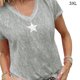thumbnail image 1 of Camiseta Mujer Cuello en V Manga Corta Top suelto Estampado Chica Verano Top, Gris, 3XL Methold AP001862-14, 1 of 4