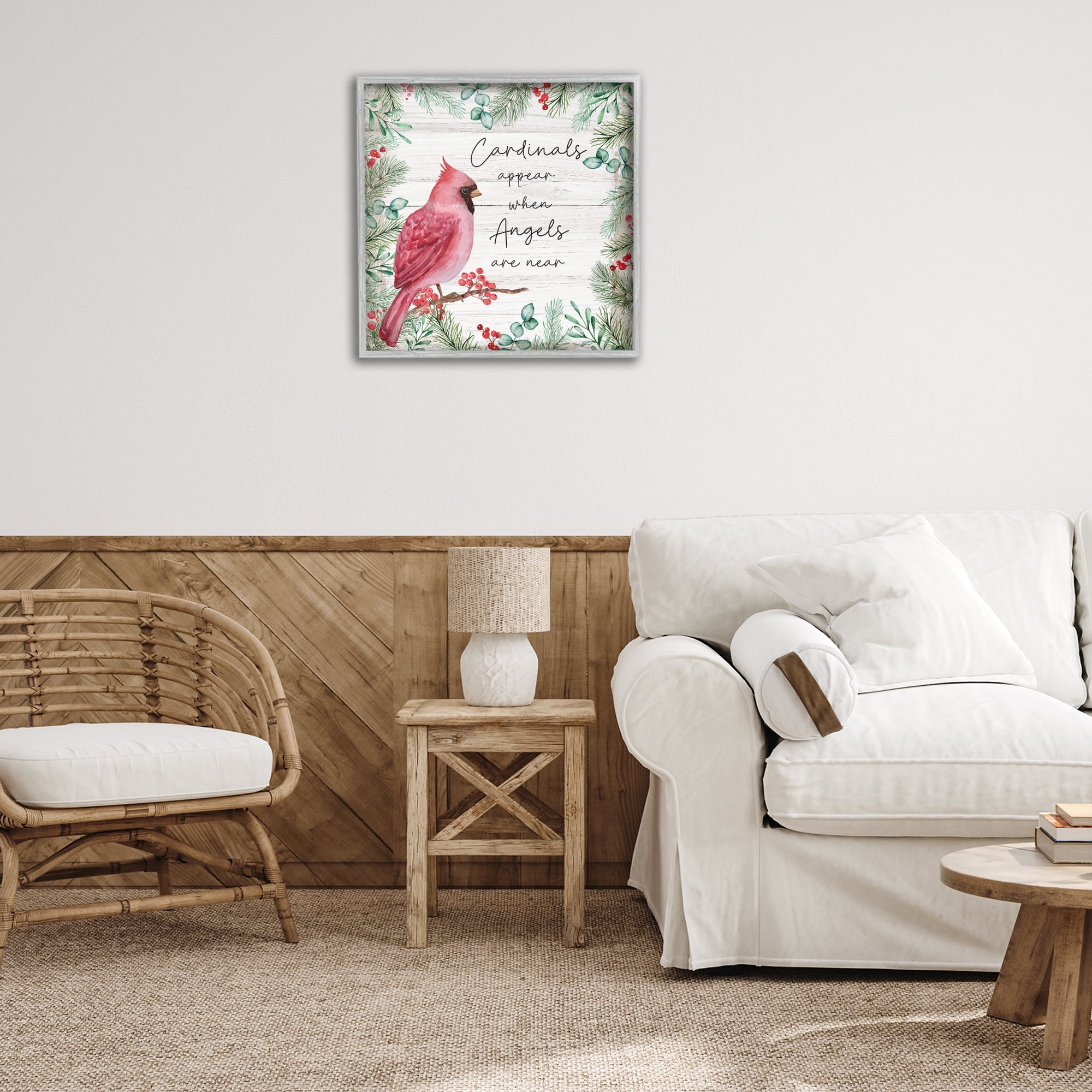 Stupell Industries Cardinals & Angels Phrase Animals & Insects Painting Gray Framed Art Print Wall Art, 24 x 24