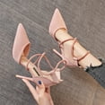 thumbnail image 3 of Summer Sandals Clearance, Xunlbb New Women's Faux Suede High Heels Pointed Toe Strap Stilettos Sexy Pumps(Pink,Size:39), 3 of 6