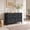 Black Wood Grain, variant on Telyra 5-Drawer Fabric Dresser TV Stand Organizer with Wood Top and Metal Frame, Greyish Blue