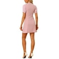 thumbnail image 3 of INSPIRE CHIC Robes Élégantes pour Femmes Col Noué Manches Courtes Bouffantes Robe de Travail TP Rose, 3 of 6
