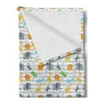 thumbnail image 2 of Safari Soft Flannel Fleece Throw Blanket, Friendly Zoo Animals with Happy Faces Cartoon Characters on Stripes Baby Nursery, Cozy Plush for Indoor and Outdoor Use, 50" x 60", Multicolor, by Ambesonne, 2 of 5