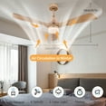 thumbnail image 2 of DENEST Modern 52 Inch Ceiling Fan with Light Remote Control 6 Speed 3 Color LED Wood Blades for Bedroom Living Room, 2 of 10