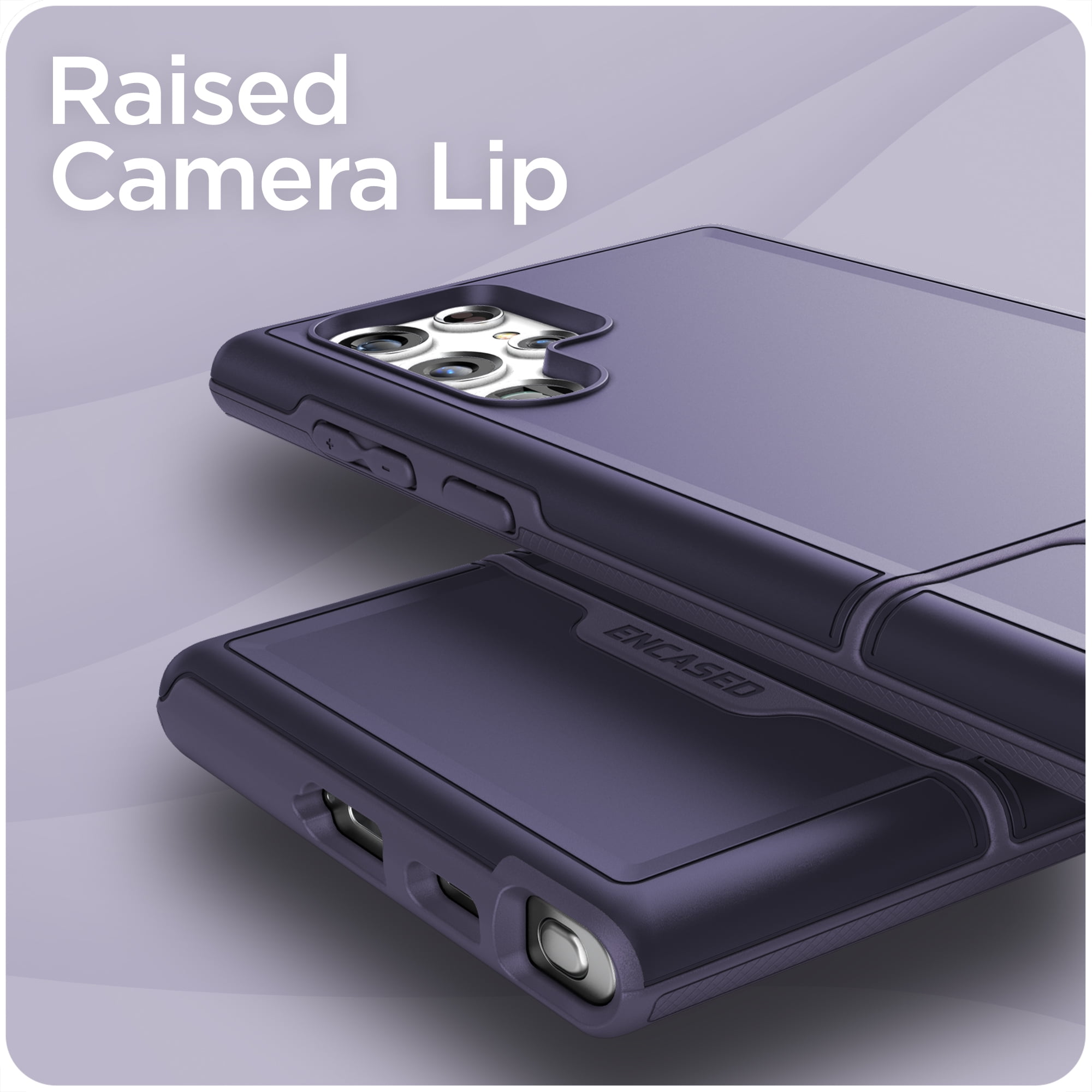 Encased Designed Rebel Series for Samsung Galaxy S22 Ultra Case, Protective Heavy Duty Phone Case - Purple
