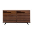 thumbnail image 4 of Walker Edison 60” Contemporary Solid Wood 6-Drawer Dresser, Walnut, 4 of 15