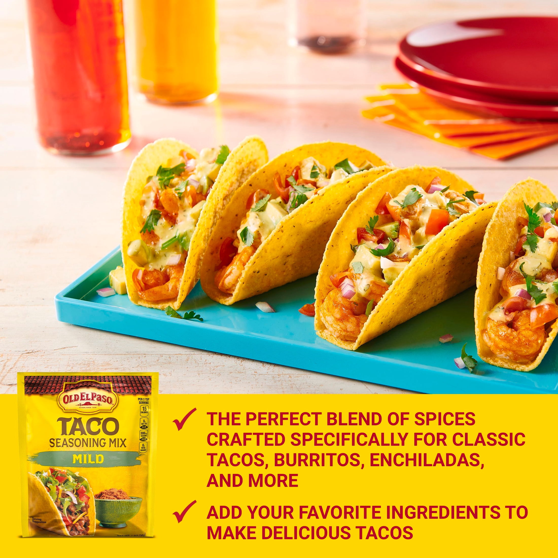 (8 pack) Old El Paso Mild Taco Seasoning Mix, Gluten Free, 1 oz