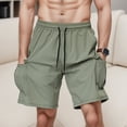 thumbnail image 2 of Sngxgn Men's Summer Beach Shorts Casual Lightweight Drawstring Shorts(Green,L), 2 of 4
