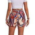 thumbnail image 3 of Women's Printed Bohemian Shorts with Front Knot High Waist Summer Beach Vacation Shorts Blue L, 3 of 8