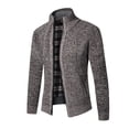 thumbnail image 4 of Suéter grueso de talla grande con forro polar para otoño e invierno para hombre, cárdigan con cuello alto, chaqueta para hombre, 4 of 5